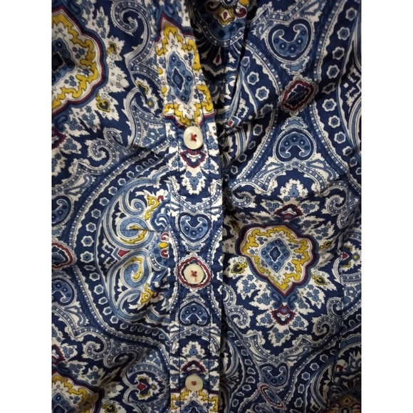 BOGO ITEM- Tommy Hilfiger Cap Sleeve Button Up Paisley Collared Shirt Blouse - Picture 3 of 5